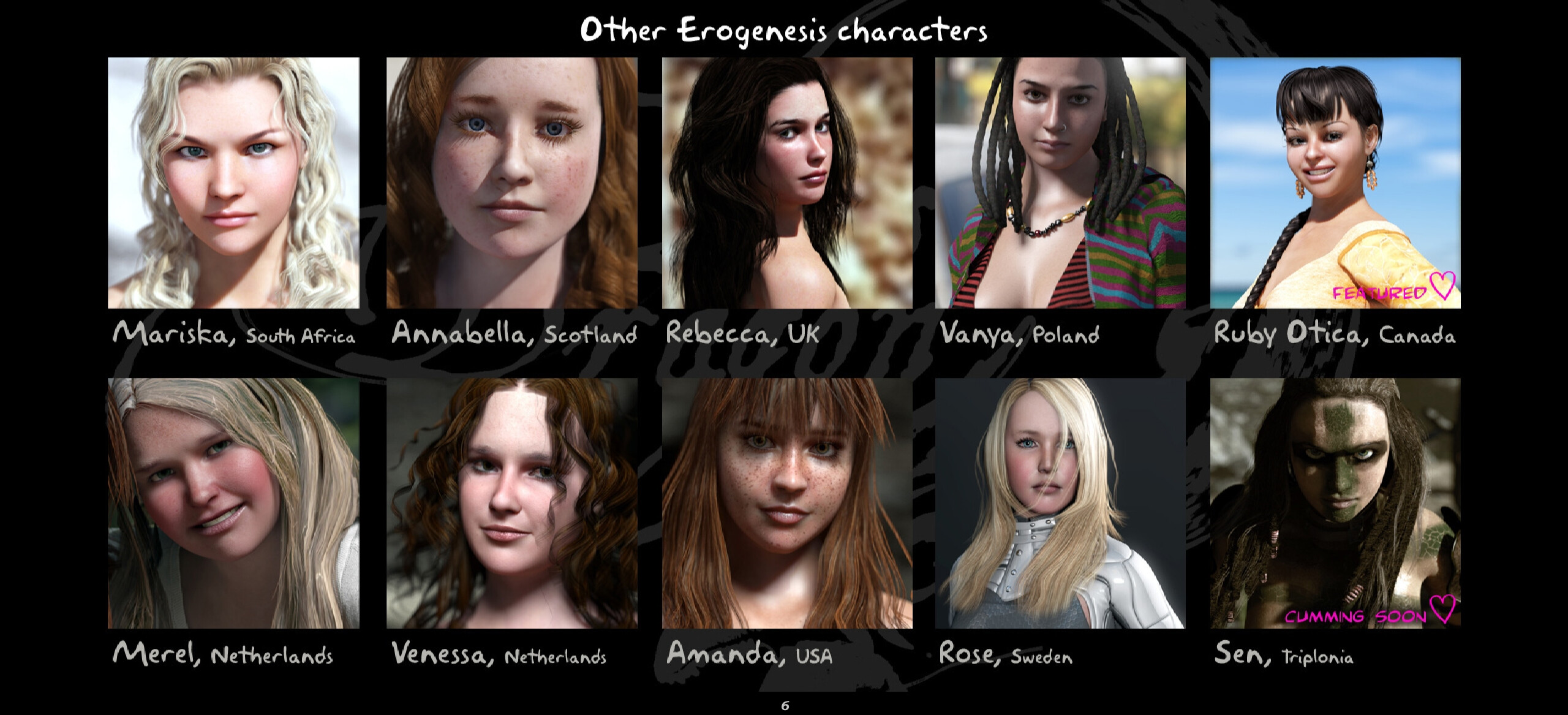 Erogensis Characters Bios Screenshot